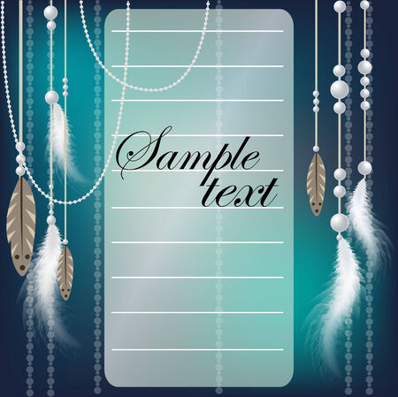 Background for text with feathers and beadsのイラスト素材