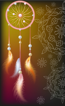 Dream catcher with feathers of fireのイラスト素材