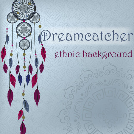 Dreamcatcher on ethnic with mandalaのイラスト素材