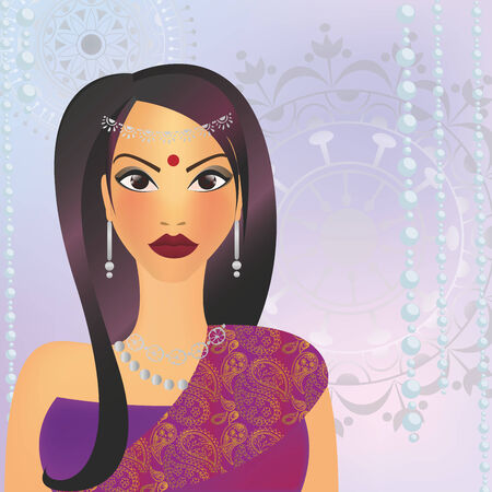Indian girl in sariのイラスト素材