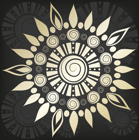 Floral ornament on a black backgroundのイラスト素材