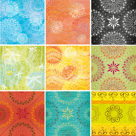 Big set of textures with Indian patternsのイラスト素材