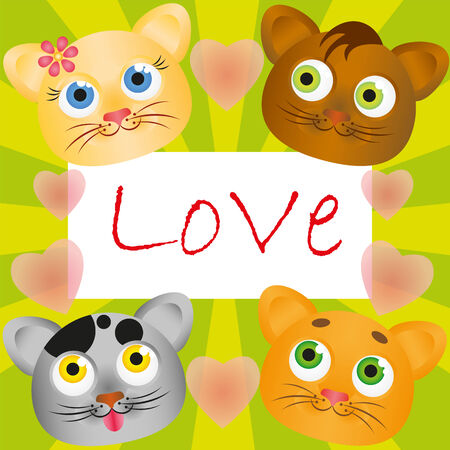 Funny cats in loveのイラスト素材
