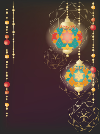 Turkish flashlights with golden ornamentsのイラスト素材