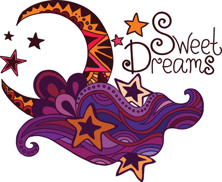 Sweet Dreams. A cloud with the moonのイラスト素材