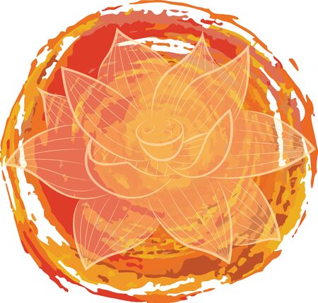Lotus on orange backgroundのイラスト素材