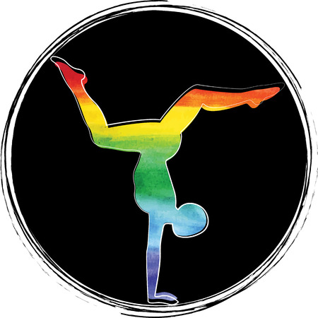 Yoga. The man in the asanas. Rainbowのイラスト素材