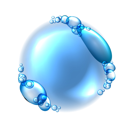 vector foam bubbles in the water, blue water bubbles. bubbles Realistic 3d. Vector illustration.のイラスト素材