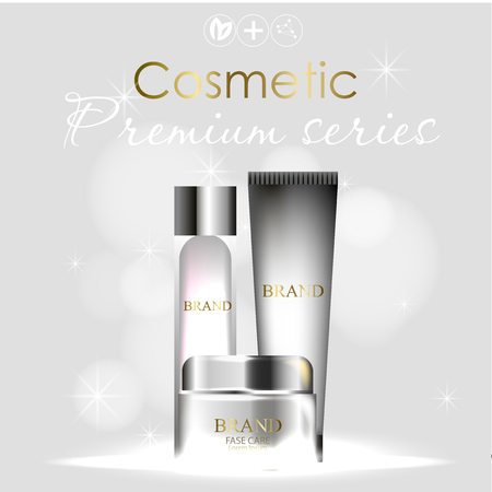 essense and a cream for skin care. 3d vector realistic illustration. Collagen solution ,serum .The design of cosmetic products. Presentation of face care.のイラスト素材