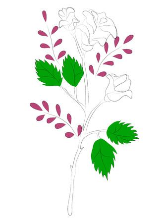 Rose, a fantastic flower, a contour drawing, a vintage. Vector illustration.のイラスト素材