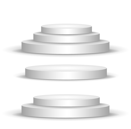 set three podiums. Three-stage, two-stage and one-stage podium on isolated background.のイラスト素材