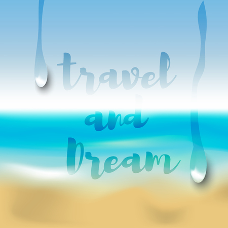 Summer background gradient mesh beach and ocean. Background for travel cards.のイラスト素材