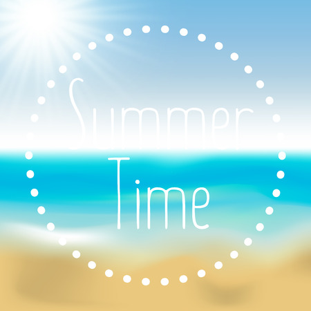Summer background gradient mesh beach and ocean. Background for travel cards.のイラスト素材