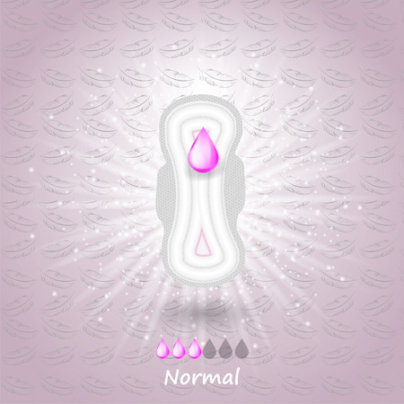 Realistic Sanitary Napkin on a bright trendy background, 3d vectorのイラスト素材