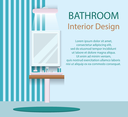 Vector illustration. Flat design. Bathroom with furniture. Bathroom interior.のイラスト素材