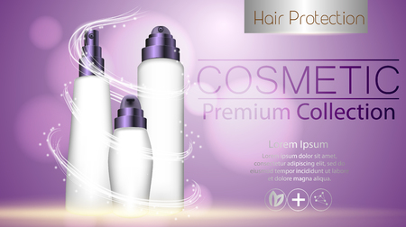 A realistic template cosmetic package. cosmetics product pack design. Realistic silk textil. Beautiful premium stock vector illustration.のイラスト素材