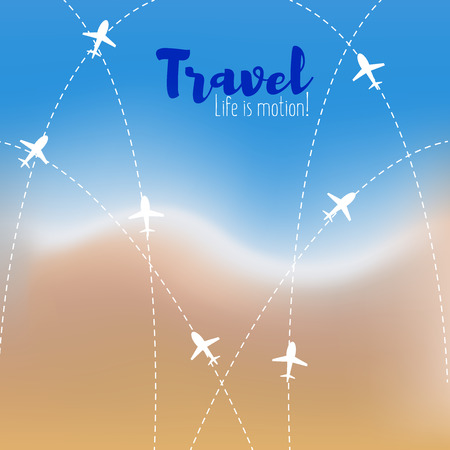 Vector blurred beach and ocean for treveling card, and summer background. Travel illustration.のイラスト素材