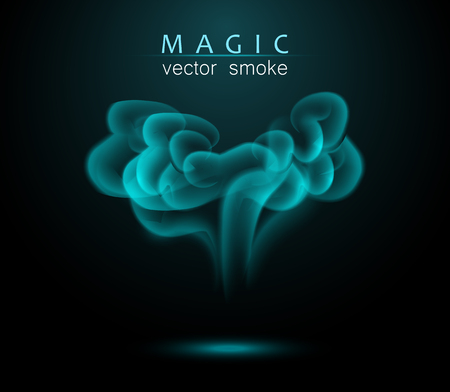 Magical Turquoise Smoke on the Dark Background. Bright Chemical Smoke. Vector illustration.のイラスト素材