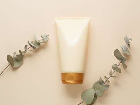 Natural organic SPA beauty product on beige background. Flat lay, top view. Body and skin care concept. stock photographyの写真素材