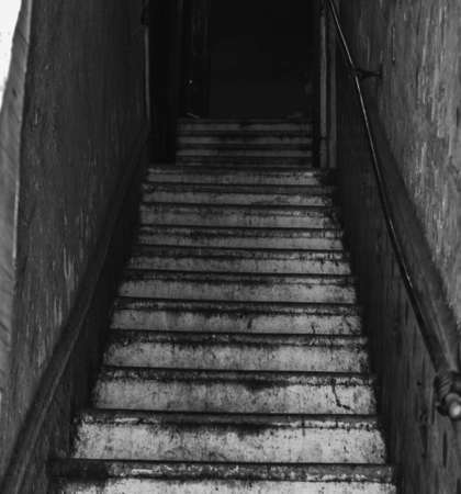 stair of shop at street of chandni chowkの写真素材