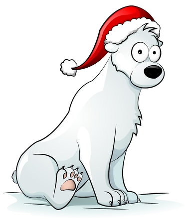 polar bear with christmas cap onのイラスト素材