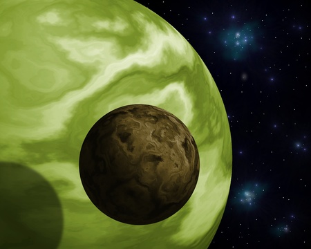 extrasolar Planet with itÂ´s moon.の写真素材