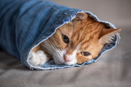 Portrait of a beautiful domestic red cat.