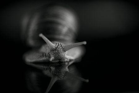 French snail photographed close up.の写真素材