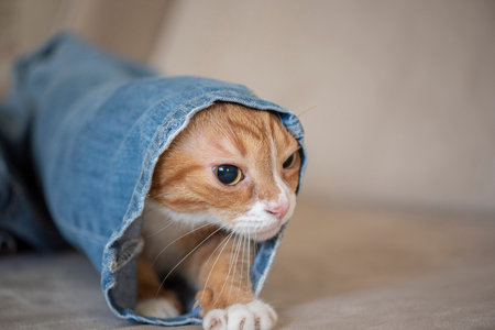 Close-up portrait of a ginger domestic cat.の写真素材