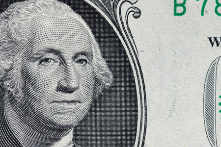 Fragment of one American dollar banknote close-up.の写真素材