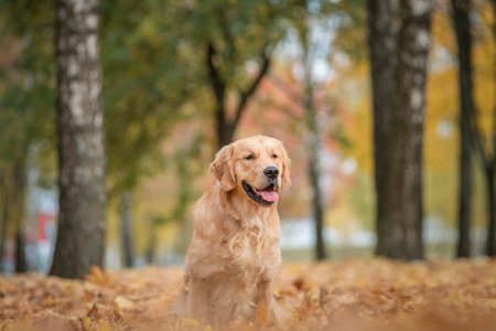 Portrait of a cute, beautiful, good-natured purebred dog.の写真素材