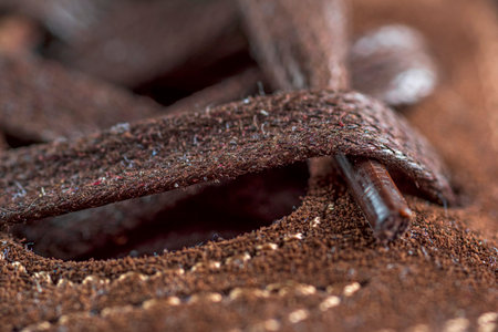 Laces on moccasins. Shoes close-up.の写真素材
