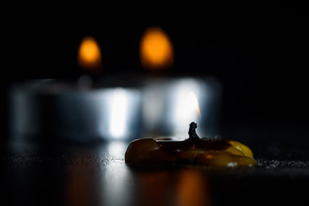 Candles on a dark background.の写真素材