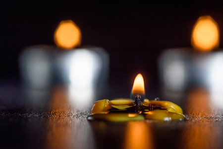 Candles on a dark background.の写真素材