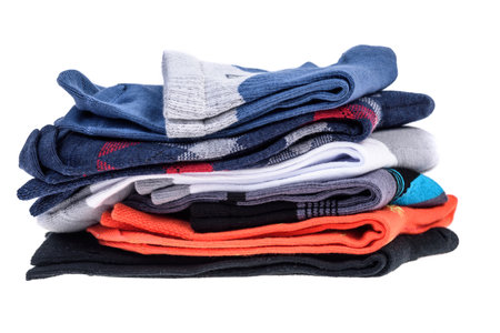 Pile of socks isolated on white background. Clipping path included.の写真素材