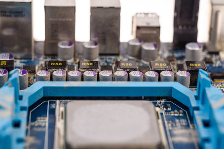 Computer motherboard closeup.の写真素材