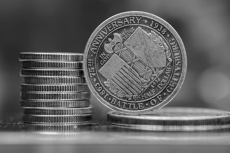 American coins close up.の写真素材