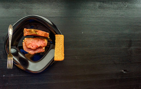 sliced beef on a plateの写真素材