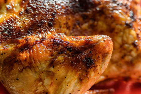 baked chicken close upの写真素材