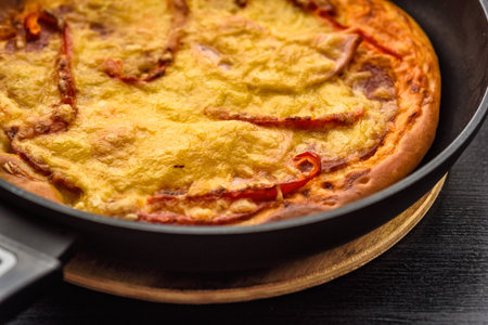 homemade pizza closeupの写真素材