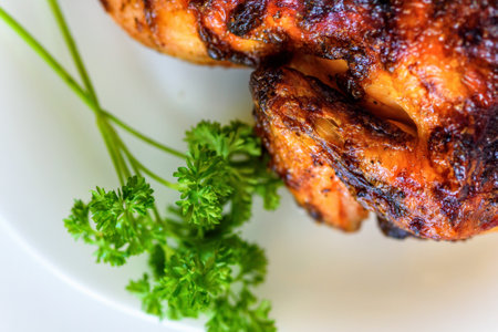 fried chicken on a plate on a light background
