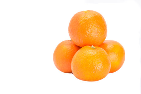 Tangerines isolated on white background. Clipping path included.の写真素材