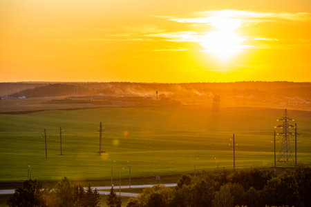 Countryside scenery during sunset.の写真素材