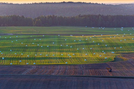 Countryside scenery during sunset.の写真素材