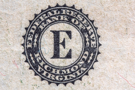 Fragment of a banknote one American dollar. Photographed close-up.