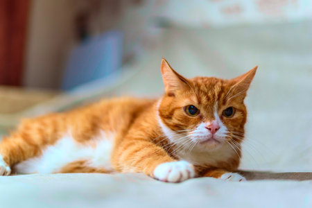 studio portrait of a red cat
