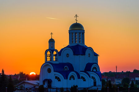 Orthodox Christian church at dawnの写真素材