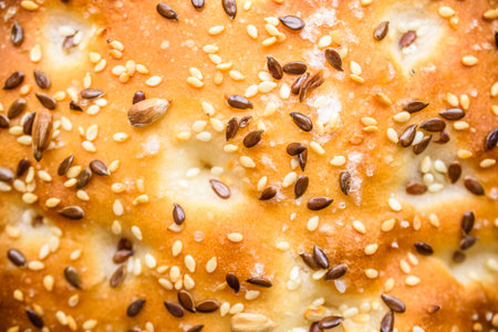 Bread with sesame seeds. Shallow depth of field.の写真素材