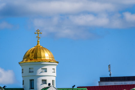 dome of a church against a background of clouds and skyの写真素材