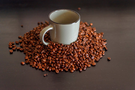 mug of coffee beansの写真素材